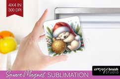 Christmas Animals Magnet Sublimation - Cute Christmas Square Product Image 1