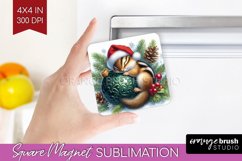 Christmas Animals Magnet Sublimation - Cute Christmas Square Product Image 1