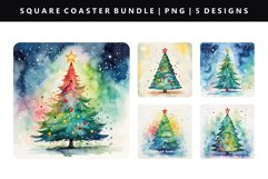 Watercolor Square Coaster Design | Square Coaster PNG Product Image 1