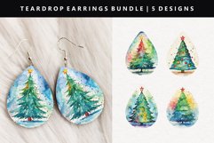 Watercolor Teardrop Earring Sublimation PNG Design Product Image 1