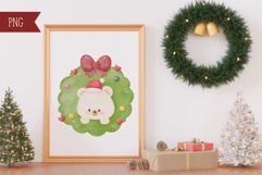 Christmas wreath watercolor and cozy winter animal kawaii Product Image 4