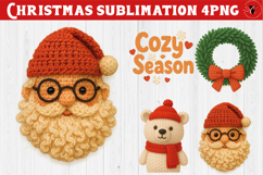 Cozy Christmas crochet sublimation | Christmas animals Product Image 1