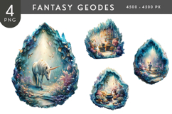 Fantasy Geodes Clipart PNG Set Product Image 1