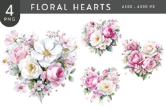Floral Heart Watercolor PNG Product Image 1