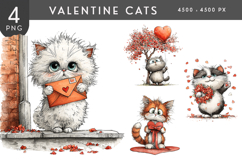 Valentine Love Cats PNG Clipart Collection Product Image 1