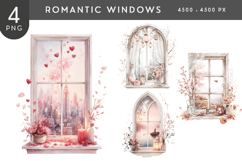 Romantic Valentine Window Frames PNG Enchanted Love Scenes Product Image 1
