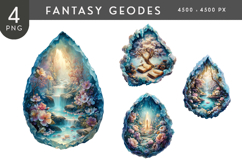 Fantasy Geode Clipart PNG Crystal Scenes Product Image 1