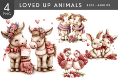Loved Up Animals Watercolor PNG Product Image 1