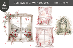 Valentine Romance Window Clipart Soft Pastel Love Scenes Product Image 1