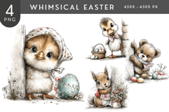 Whimsical Easter Woodland Animals PNG Product Image 1