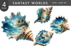 Ocean Fantasy Conch Shells PNG Bundle Product Image 1