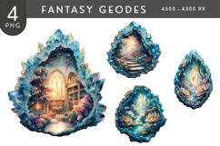 Fantasy Crystal Geode Clipart PNG Set Product Image 1