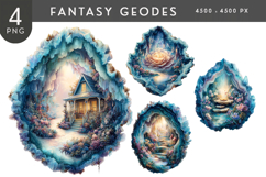 Fantasy Geodes Clipart PNG Enchanted Crystals Product Image 1