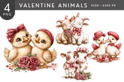 Valentine Animals Watercolor PNG Product Image 1