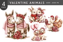 Valentine Animals Watercolor PNG Product Image 1