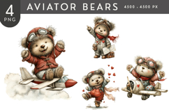 Aviator Bears PNG Clipart Set Product Image 1