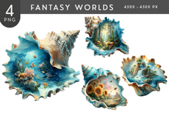 Fantasy Conch Worlds Clipart PNG Set Product Image 1