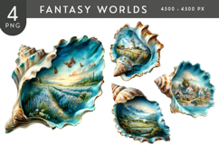 Surreal Fantasy Seashell Worlds PNG Clipart Product Image 1