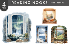 Scenic Watercolor Window Reading Retreat PNG Product Image 1