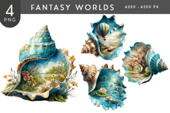 Whimsical Fantasy Shell Worlds PNG Art Set Product Image 1