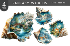 Magical Conch Shell Landscapes PNG Product Image 1