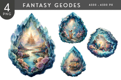 Fantasy Geodes Clipart PNG Enchanted Crystals Product Image 1
