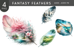 Fantasy Blossom &amp; Coastal Feather PNG Set Product Image 1