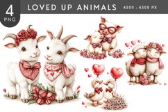 Loved Up Animals Watercolor PNG Product Image 1
