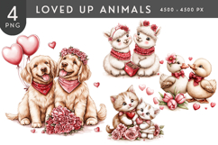 Loved Up Animals Watercolor PNG Product Image 1