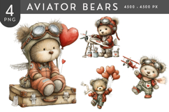 Aviator Bears PNG Clipart Set Product Image 1