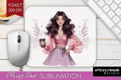 Coffee Girl Mouse Pad Sublimation - Coffee Lover Mousepad Product Image 1