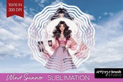 Coffee Girl Wind Spinner Sublimation PNG - Coffee Lover Product Image 1
