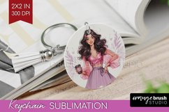 Coffee Girl Keychain PNG - Coffee Lover Keychain Sublimation Product Image 1