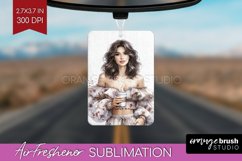Coffee Girl Air Freshener PNG - Coffee Lover PNG Sublimation Product Image 1