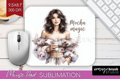 Coffee Girl Mouse Pad Sublimation - Coffee Lover Mousepad Product Image 1