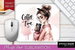 Coffee Girl Mouse Pad Sublimation - Coffee Lover Mousepad Product Image 1