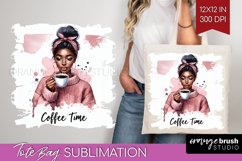 Coffee Girl Tote Bag - Coffee Lover Tote Bag PNG Sublimation Product Image 1