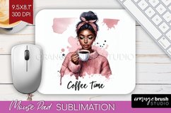 Coffee Girl Mouse Pad Sublimation - Coffee Lover Mousepad Product Image 1