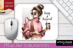 Coffee Girl Mouse Pad Sublimation - Coffee Lover Mousepad Product Image 1