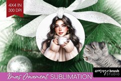Coffee Girl Ornament PNG - Coffee Lover PNG Sublimation Product Image 1