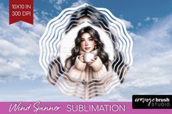Coffee Girl Wind Spinner Sublimation PNG - Coffee Lover Product Image 1
