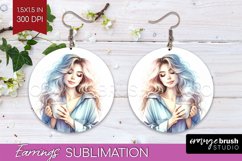 Coffee Girl Round Earrings - Coffee Lover PNG Sublimation Product Image 1