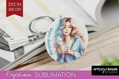 Coffee Girl Keychain PNG - Coffee Lover Keychain Sublimation Product Image 1