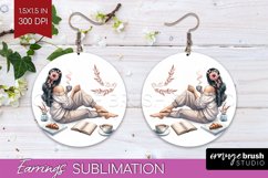 Coffee Girl Round Earrings - Coffee Lover PNG Sublimation Product Image 1