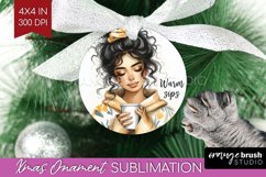Coffee Girl Ornament PNG - Coffee Lover PNG Sublimation Product Image 1