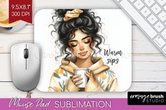 Coffee Girl Mouse Pad Sublimation - Coffee Lover Mousepad Product Image 1