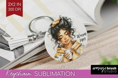 Coffee Girl Keychain PNG - Coffee Lover Keychain Sublimation Product Image 1