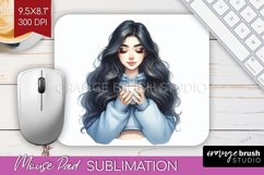Coffee Girl Mouse Pad Sublimation - Coffee Lover Mousepad Product Image 1