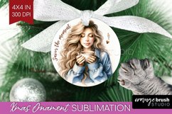Coffee Girl Ornament PNG - Coffee Lover PNG Sublimation Product Image 1