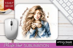 Coffee Girl Mouse Pad Sublimation - Coffee Lover Mousepad Product Image 1